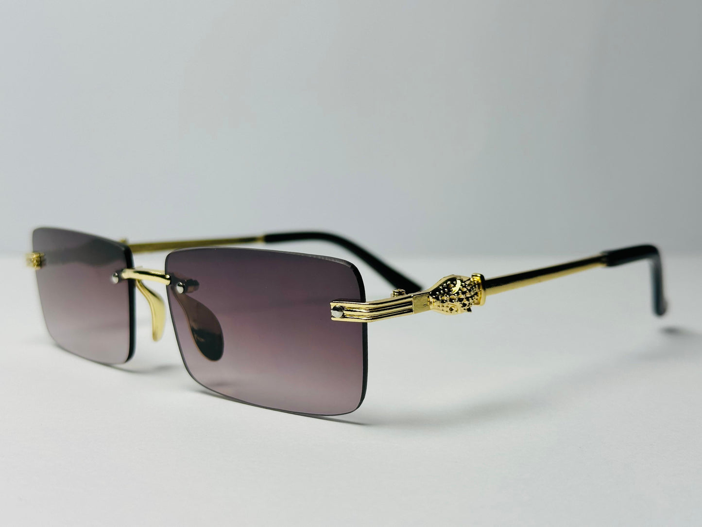 KARAN AUJLA STYLE RIMLESS FRAME GLASSES  BROWN SHADE