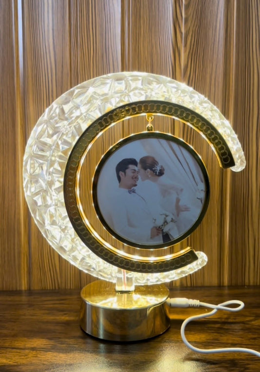 Luxury Moon LED Photo Frame – Custom Heart Hanging Light Gift