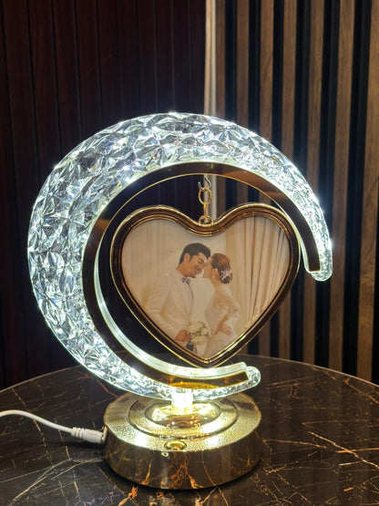 Luxury Moon LED Photo Frame – Custom Heart Hanging Light Gift